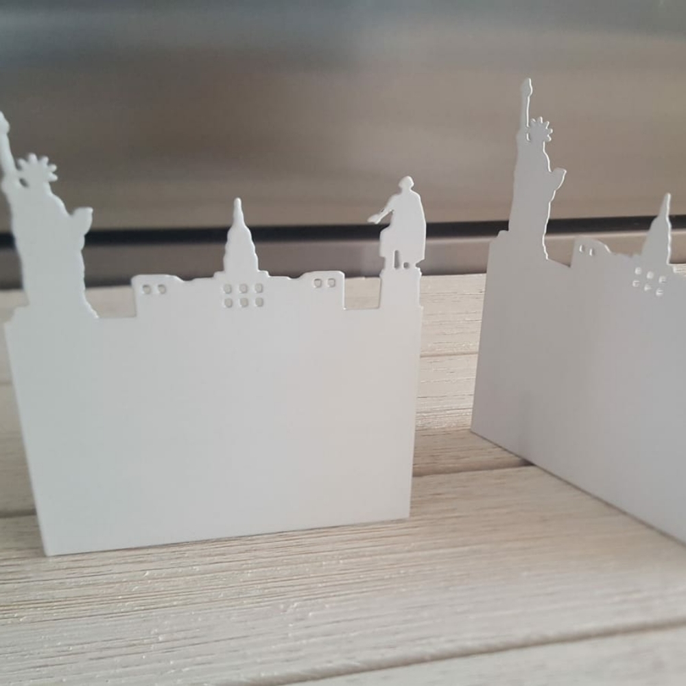 2/$22 Bookends White Metal New York City Skyline